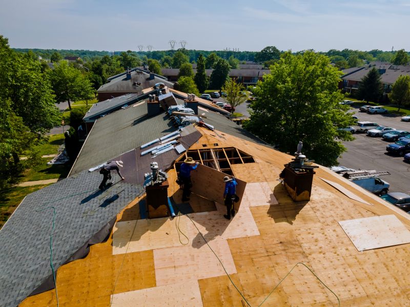 Roofing materials stored on site